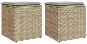 4104042 vidaXL Градински табуретки с възглавници 2 бр. бежови 40x40x43 cm