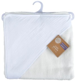 Бяла муселинова детска хавлия с качулка 75x75 cm – Bébé Douceur