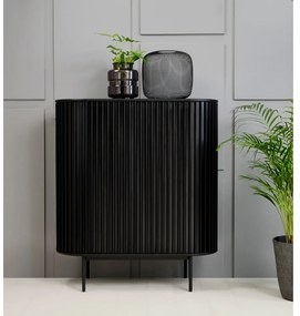 Черен шкаф в дъбов декор 125x110 cm Siena - Unique Furniture