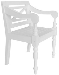 246963 vidaXL Столове Батавия, 2 бр, бели, махагоново дърво масив