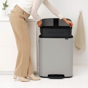 Кош за боклук Brabantia Bo Pedal 1010448, 60 л, Леко затваряне, Противоплъзгаща основа, Светлосив
