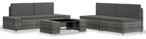 3054606 vidaXL Градински комплект за отдих, 5 части, полиратан, сив