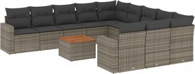 3256683 vidaXL Градински комплект диван с възглавници 12 части сив полиратан