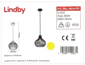 Lindby - Пендел FRANCES 1xE27/60W/230V