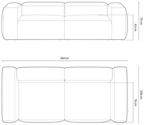 Сиво-син диван от рипсено кадифе 264 cm Bergano – Cosmopolitan Design