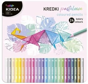 Kidea - Цветни моливи 24 цв. Пастелни в метална кутия