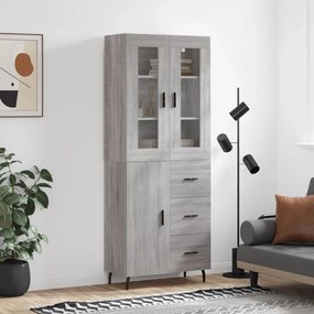 Sonata H Висок шкаф, сив сонома, 69,5x34x180 см, инженерно дърво