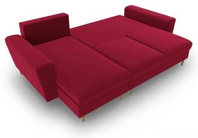 Червен кадифен разтегателен ъглов диван с място за съхранение Kyoto – Cosmopolitan Design