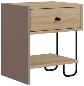 Нощно шкафче в дъбов декор с рафтове Saturne - Marckeric