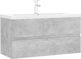 3071652 vidaXL Шкаф за баня с вградена мивка, бетонно сив, инженерно дърво