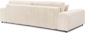 Кремав разтегателен диван с място за съхранение от рипсено кадифе 260 cm Justin – Ropez
