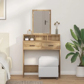 Супер тоалетна масичка с чекмеджета Занаятчийски дъб 79x41x140 см