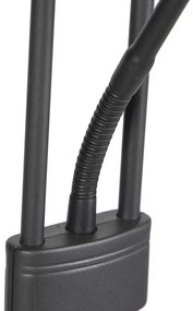 Подова лампа черна с лампа за четене с LED и димер - Diva 2