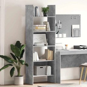 803411 vidaXL Библиотека, бетонно сива, 60x35x180 см, инженерно дърво