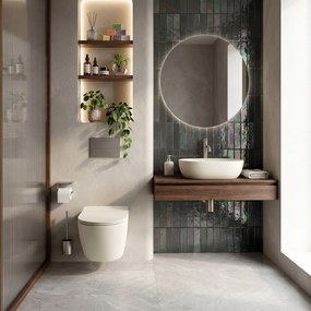 Комплект Конзолна WC Чиния Focus + Умивалник за Плот Rea Focus Creme
