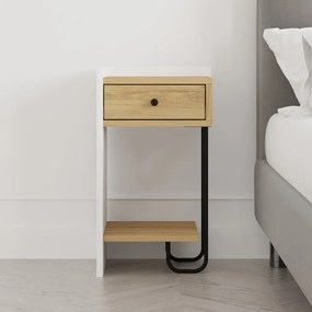 Нощно шкафче с рафтове от бял/естествен дъб Mercure - Marckeric