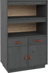 820159 vidaXL Висок шкаф, сив, 67x40x108,5 см, борово дърво масив