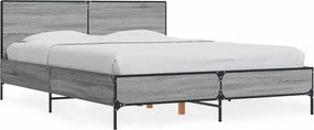 3279995 vidaXL Рамка за легло, сив сонома, 120x200 см, инженерно дърво и метал