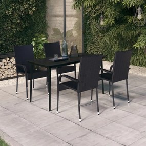 3099397 vidaXL Градински трапезен комплект, 5 части, черен