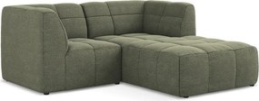 Зелен ъглов диван от прежда с примки от букле (десен ъгъл) Aloha – Makamii