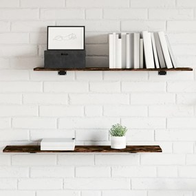 838291 vidaXL Стенни рафтове 4 бр опушен дъб 100x20x1,5 см инженерно дърво