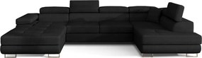 Черен кадифен разтегателен ъглов диван с място за съхранение (десен ъгъл U форма) Rodrigo – ELTAP