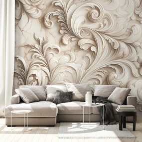 Самозалепващ тапет – Елегантни бежови орнаменти върху мрамор