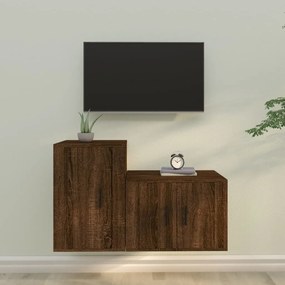 3188453 vidaXL Комплект ТВ шкафове от 2 части, кафяв дъб, инженерно дърво