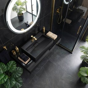 Умивалник мраморен композит Rea GOYA BLACK MAT 50CM