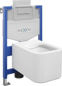 Mexen Elis вградена тоалетна система WC стойка Fenix XS-U с WC чиния, бял гланц
