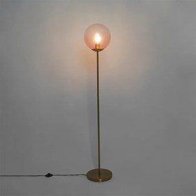 Подова лампа в стил Арт Деко месинг с розово стъкло - Pallon