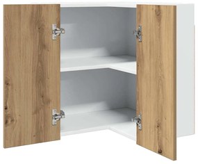 856123 vidaXL Висящ стъклен шкаф, дъб артизан, 57x57x60 см, инженерно дърво