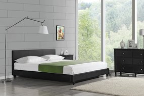 Съвременнно тапицирано легло Barcelona, 140 x 200 cm, Черен, Изкуствена кожа