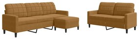 3278408 vidaXL Комплект дивани от 3 части с възглавници, кафяв, кадифе