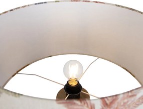 Дървена подова лампа с многоцветен абажур с животински принт 50 см - Tripod Classic