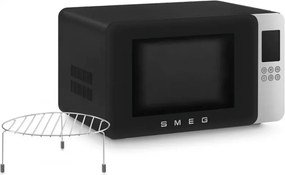 Микровълнова фурна с грил 4в1 SMEG Collezione MOC01BLMEU, 1900W, 29 л, 18 програми, Плавно затваряне, Звуков сигнал, LCD, Черен мат