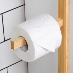 Стойка за тоалетна хартия с място за резервни ролки, бамбук 70см
