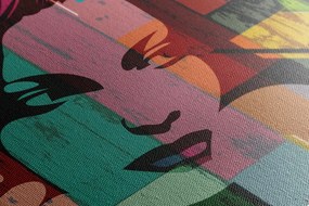 Картина на платно – Портрет на жена на цветен фон