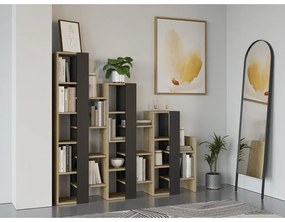 Черно-естествен стелаж от декор от дъб 158x151 cm Anissa – Marckeric