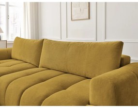 Сгъваем/с място за съхранение ъглов диван в цвят горчица (ляв ъгъл) Fuji – Bobochic Paris