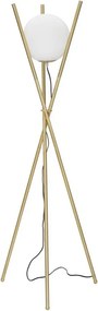 Бяла/златистa подова лампа със стъклен абажур (височина 155 cm) Glamy – Mauro Ferretti