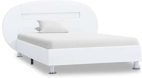 285433 vidaXL Рамка за легло с LED, бяла, изкуствена кожа, 100x200 cм
