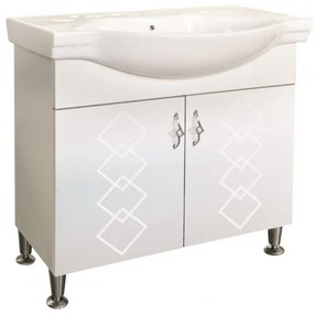 Долен шкаф за баня ICP 6549-80, PVC, бял, с умивалник, 80x46x85см