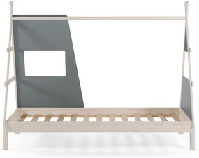 Сиво-зелено къща детско легло 90x200 cm от масивен бор с включена подматрачна рамка Enola – Marckeric