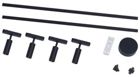 Модерна релсова система за осветление с 4 черни прожектора 1-фазов - Magnetic Samson