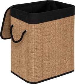 Кош за пране 5five, Правоъгълен, Бамбук и черен плат, 60 l