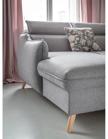 Светлосив ъглов разтегателен диван, ляв ъгъл Sweet Harmony - Miuform