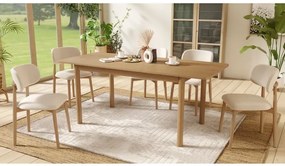 АЛДО Бежово (тъкан Апия 453)/рамка лакиран дъб - ДЪРВЕН СТОЛ ЗА ДНЕВНА, ТРАПЕЗАРИЯ, КУХНЯ РЕТРО