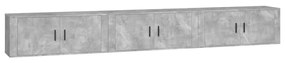 3188378 vidaXL ТВ шкафове за стенен монтаж, 3 бр, бетонно сиви, 100x34,5x40 см