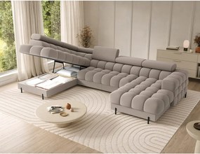 Светлокафяв кадифен разтегателен ъглов диван (ляв ъгъл U форма) Feraria – ELTAP